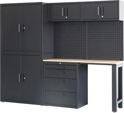 Immagine prodotto di Set arredamento modulare per officina, set officina nero opaco,8 pezzi
