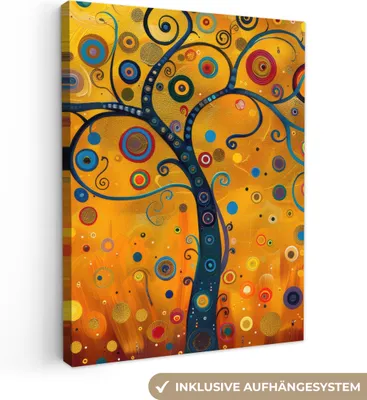 Produktbild von MuchoWow® - Leinwandbilder - Abstrakt - Baum - Baum des Lebens - Modern, Wandbild, Wanddeko Bilder Wohnzimmer, 90x120cm