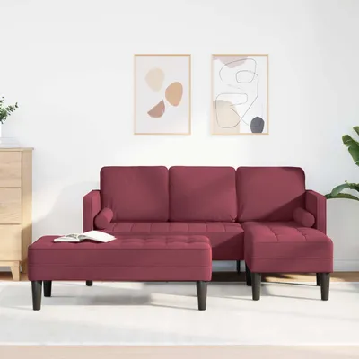 Produktbild von vidaXL Sofa Set 2 stk. Weinrot Polyester