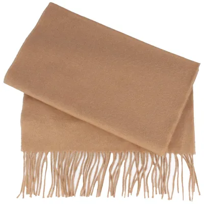 Weich/Cashmere100%/Fransenschal Uni-Farbe von Hut Breiter  in beige