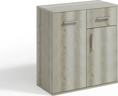 Produktbild von Masseno Kommode GIACOMO I 75 cm Sideboard mit 1 Schubladen und 2 Türen für Wohnzimmer Schlafzimmer Modern 75x33x85 cm Hellgrau / Hellgrau