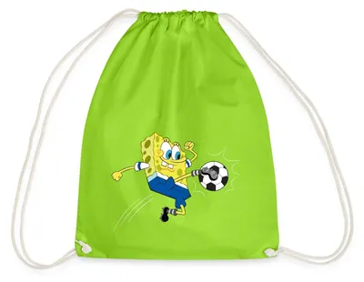 Produktbild von Spreadshirt Spongebob Schwammkopf Kickt Einen Fußball Turnbeutel, One size, Neongrün