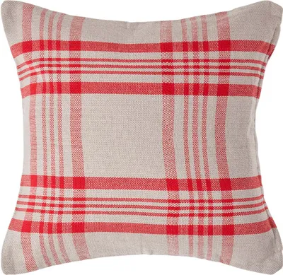 Produktbild von HOMESCAPES Baumwoll-Kissenbezug mit Schottenmuster in Rot-Grau, 45 x 45 cm