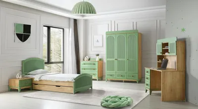 Produktbild von Komplett Jugendzimmer Kinderzimmer Set Kleiderschrank Kommode Schreibtisch 5tlg.