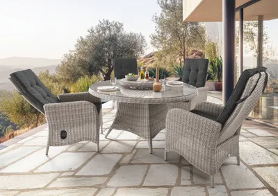 Produktbild von Destiny PALMA LUNA Sitzgruppe 4 HL+ Tisch Ø 150x75cm vintage weiß