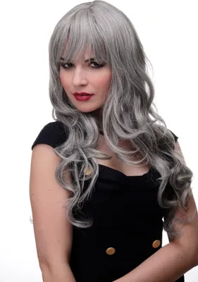 Produktbild von WIG ME UP Wellige lange Perücke mit Pony Grau 285-51