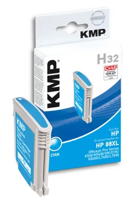 Produktbild von KMP H32 Tintenpatrone cyan komp. mit HP C 9391 AE Nr. 88 XL