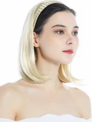Produktbild von WIG ME UP Halbperücke geflochtener Haarreif Glatt Hellblond Platinblond 90606+3-613