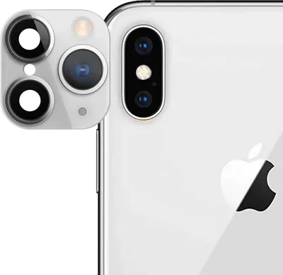 Zdjęcie produktu dla Apple iPhone 11 Pro biała podróbka naklejki na szklaną tylną kamerę