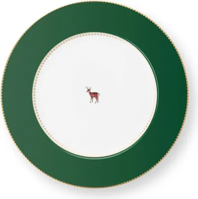 Produktbild von Pip Studio Teller Love Birds Deer Dark Green 21,0 cm Przellan