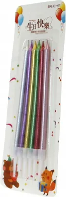 Produktbild von Geburtstagskerzen Bunt 6 Stück - Lange Tortenkerzen 13cm für Kuchen - Party Deko Geburtstag