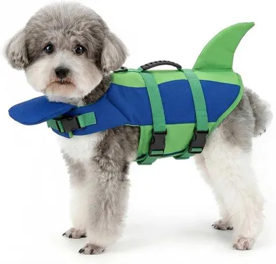 Produktbild von Hundeschwimmweste - Größe M - mit Griff und D-Ring - für kleine und mittelgroße Hunde - Rückenlänge 32 cm, Breite 26 cm, Halsumfang 20 cm