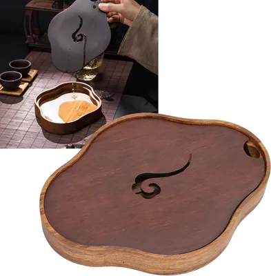 Image de Plateau à thé chinois, plateau de service et boîte pour un ensemble de thé Kungfu