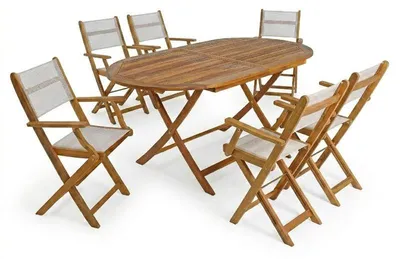 Produktbild von Gartenmöbel Sitzgruppe Gartentisch mit 6 Stühlen Gartenset Sitzgarnitur klappbar