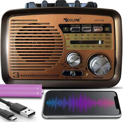 Produktbild von Retro Bluetooth Radio AM FM SW Kofferradio Unterstützt USB SD-Karten Slot Tragbares Radio Batteriebetrieben Gehäuse in Holzoptik Vintage Radio Retoo