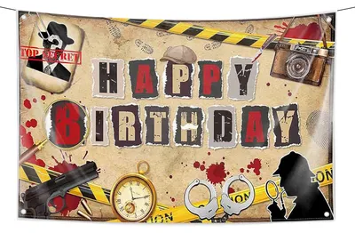 Detective Party Banner – Mysteriöser Hintergrund für Detektivfeste