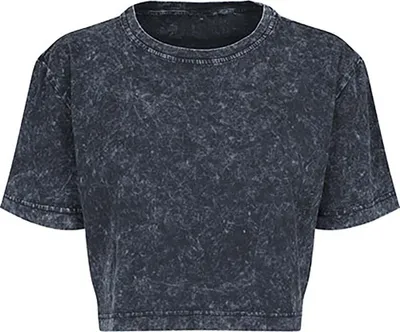 Produktbild von Build Your Brand BY054 | Damen Acid Washed Cropped Tee - Farbe: Darkgrey White - Größe: M