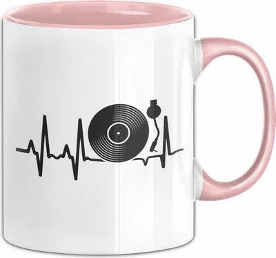 Produktbild von Vinyl Herzschlag Tasse Geschenk Platten-Spieler Liebhaber Vintage Retro Musik DJ Geschenk (Rosa)