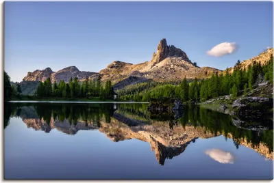 Produktbild von ARTland Leinwandbild Lago Di Federa in den Dolomiten Größe: 60x40 cm