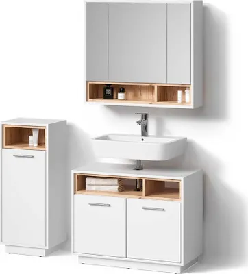 Image de Ensemble de meubles de salle de bain Livinity Temo Blanc 3 parties, Model 52625