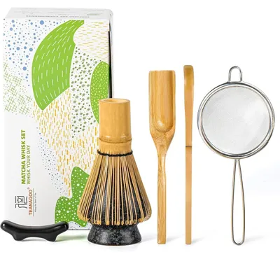 Zdjęcie produktu dla Zestaw trzepaczek do matcha z bambusa, 100 ząbków, z uchwytem, 6-częściowy, czarny