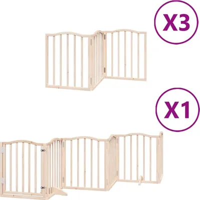 Zdjęcie produktu dla vidaXL 15-częściowa bramka dla psa ze składanymi drzwiami 750 cm drewno topolowe
