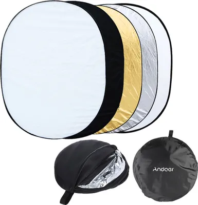 Produktbild von Andoer 35 "* 47" / 90 * 120cm Oval 5 in 1 Multi-Portable (Gold, Silber, weiss, schwarz, transluzent) zusammenklappbar Studio Foto Fotografie Light Reflektor