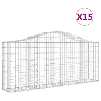 Zdjęcie produktu dla Kosze gabionowe, 15 szt, 200x30x80/100 cm, galwanizowane żelazo