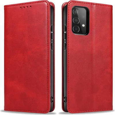 Produktbild von Handyhülle für Samsung Galaxy A53 5G Kunstleder Flip Cover Hülle Handytasche Case Kartenfach Farbe: Rot