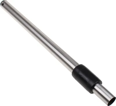 A silver metal tube with a black grip, likely a vacuum cleaner extension wand.