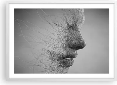 Produktbild von Gerahmtes Poster - Weißer Rahmen - Gesicht Grafiken Fäden - 70x50 cm - Wand Bild - Wanddeko - Wandbilder - Kunstposter - Wandposter - Bilderrahmen - Bilder - Kunstdruck - Wandbild - P2WAA70x50-4324