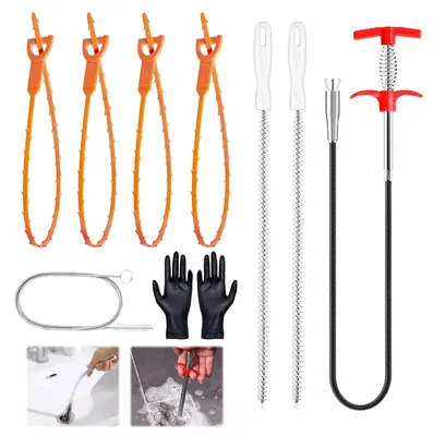 Abflussreiniger-Set 1,6 m – Spiralfeder, Rohrreinigung, 9-teilig