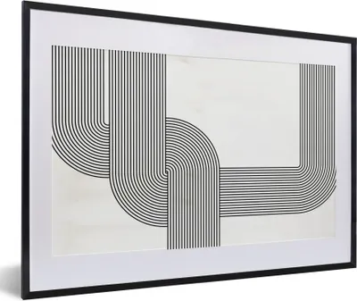 Produktbild von MuchoWow® Gerahmtes Poster Schwarz - Weiß - Linie 60x40 cm - Poster mit Schwarzem Bilderrahmen Wandposter Rahmen Foto Bilder - Schlafzimmer - Plakat in Rahmen - Drucken