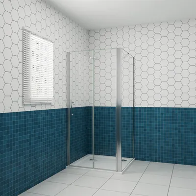 Produktbild von 110x80cm 185cm Falttür Duschkabine Scharniertür mit Seitenwand Eckdusche Duschtür