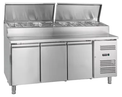 Produktbild von GastroHero Belegstation ECO 3000 8x GN 1/3 Saladette Kühltisch 417 Liter Edelstahl Umluftkühlung R290 1795 mm