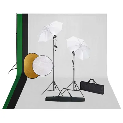 Produktbild von Fotostudio-Set mit Leuchten, Hintergrund und Reflektor
