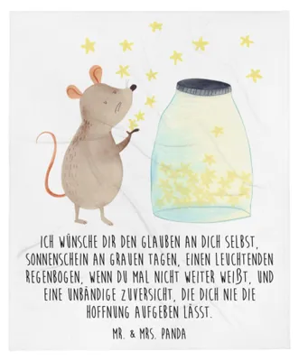 Produktbild von Mr. & Mrs. Panda Plaid Maus Sterne - Weiß - Geschenk, Tagesdecke, Schwangerschaft, Kindergeburtstag, Taufe, Träume, Bettüberwurf, Couchdecke, Kuscheldecke, Geburtstag