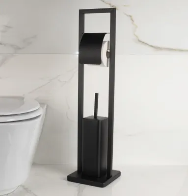 Immagine prodotto di Portarotolo verticale con scopino - 20x80cm - nero