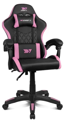 Image de Fauteuil de gaming ergonomique, de couleur noire et rose, avec hauteur et accoudoirs réglables