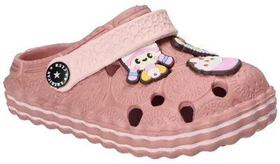 Produktbild von American Club NH203, Mädchen Clogs EVA leicht Badeschuhe mit Ansteckern bequem, Dunkelrosa 28