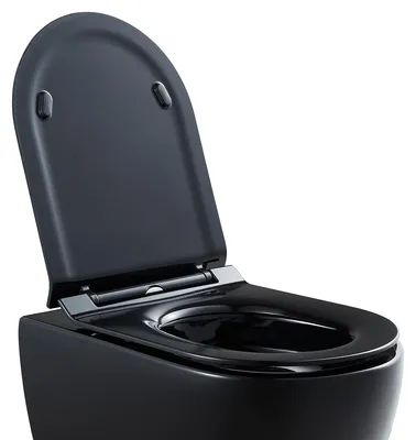 Produktbild von BERNSTEIN Ultraflacher Duroplast WC-Sitz U2019 in Schwarz mit Soft-Close und Take-Off Funktion – Antibakteriell, Passend für D-Form WCs