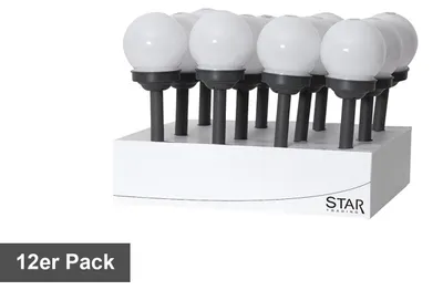 Zdjęcie produktu dla Star Trading Solar Wegeleuchten, Globus', 12er Set Kugelleuchten, weiß, Dämmerungssensor, H 27cm