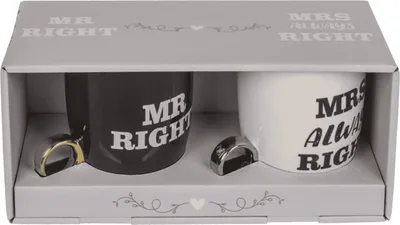Zdjęcie produktu dla Zestaw kubków do kawy Out of the Blue Mr Right & Mrs Always Right