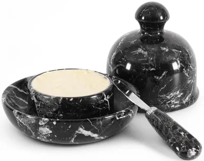 Image de Boîte à beurre en marbre avec couvercle et couteau