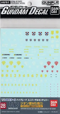 Image de Gundam - Décalcomanie Gundam 28 Hguc Multiuse Zeon Ms 1 - Kit de modélisme
