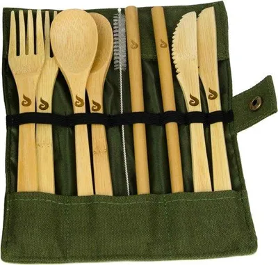 Produktbild von Famanu Bamboobesteck Set für 2 Personen - Oliv