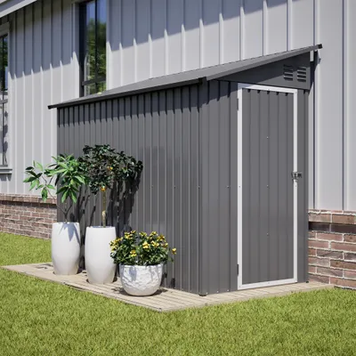 Productafbeelding van Metalen tuinhuizen, 4x8 voet, uitbreidbaar, met afsluitbare deur, en 2 ventilatieopeningen