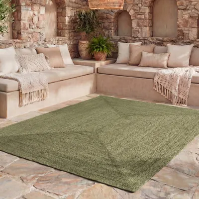 Produktbild von Volero - Outdoor Jute Teppich - Bali Grün - 120x170 cm - Wohnzimmer, Esszimmer, Balkon, Garten, Terrasse - Boho, Ländlich