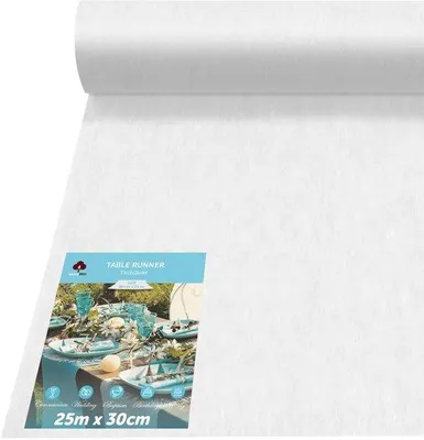 Produktbild von Weißer Tischüberwurf, Festtischläufer, Kommuniondekoration, Geburtstagszelt, Feiertischbeleuchtung, Weißer Tischvorleger