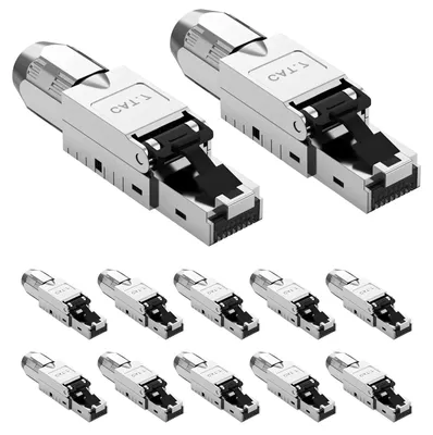 12er-Pack RJ45 CAT7 Netzwerkstecker, 10 Gbps, werkzeuglos
